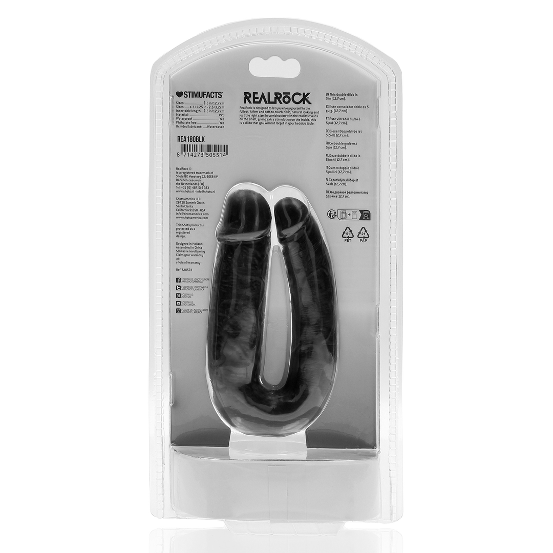 U Shaped Double Dildo 5 / 12,7 cm - Black 3 U Shaped Double Dildo 5 / 12,7 cm - Black - Image 3
