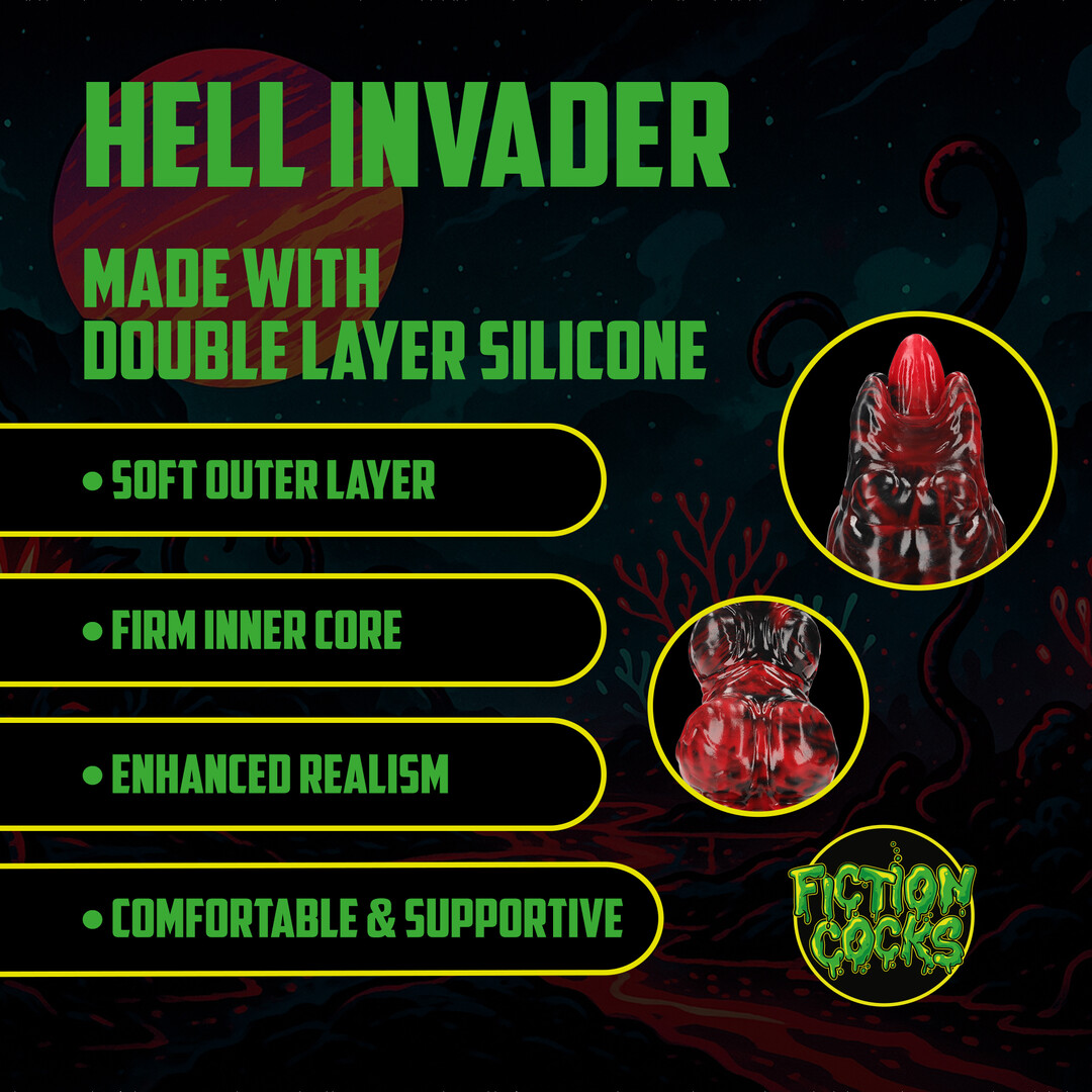Hell Invader - Silicone Dildo - Red/Black 3 Hell Invader - Silicone Dildo - Red/Black - Image 3