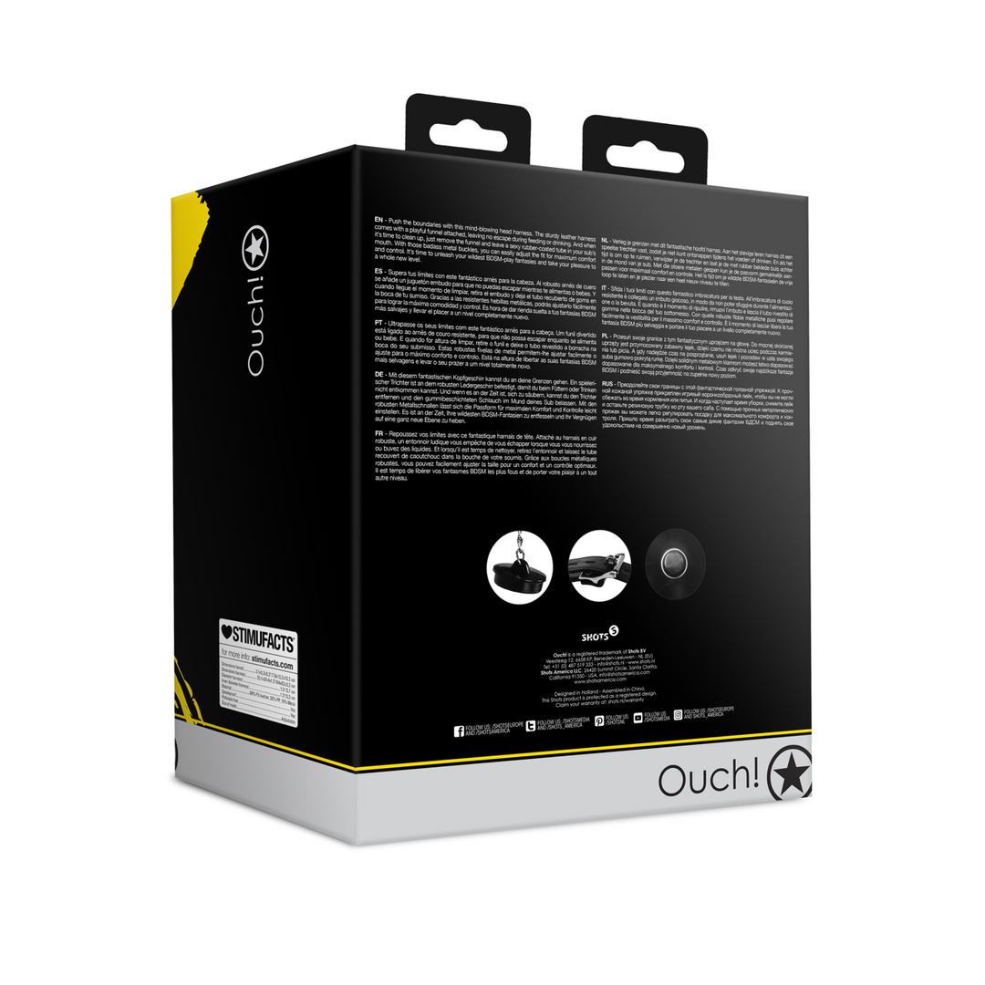 Open Mouth Gag Head Harness with Funnel - Black 3 Open Mouth Gag Head Harness with Funnel - Black - Image 3