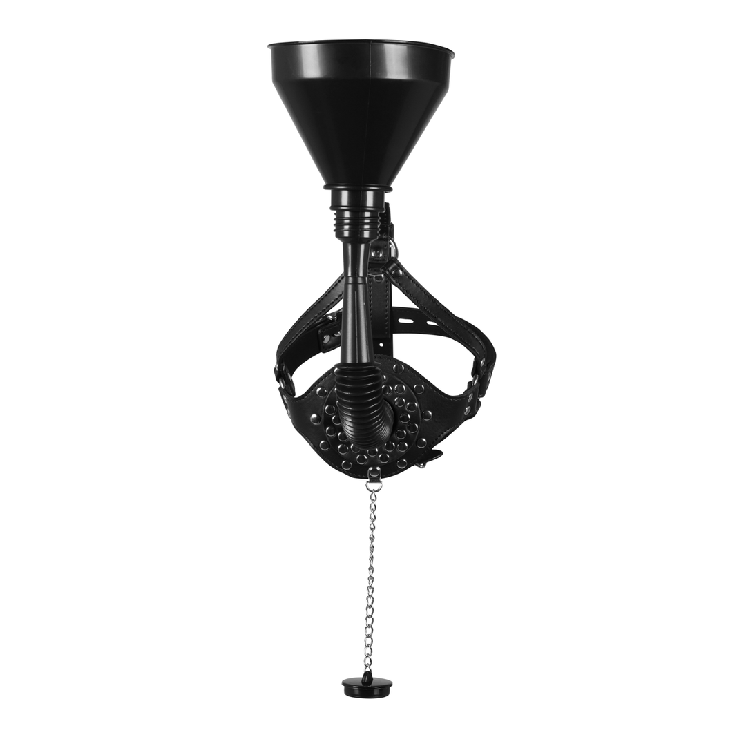 Open Mouth Gag Head Harness with Funnel - Black 5 Open Mouth Gag Head Harness with Funnel - Black - Image 5